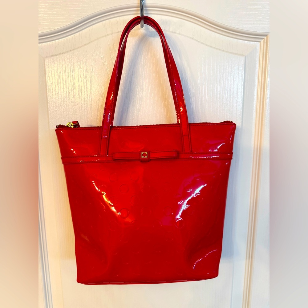 Kate Spade Jeralyn Camelia Embossed Tote Bag/Purse, Red